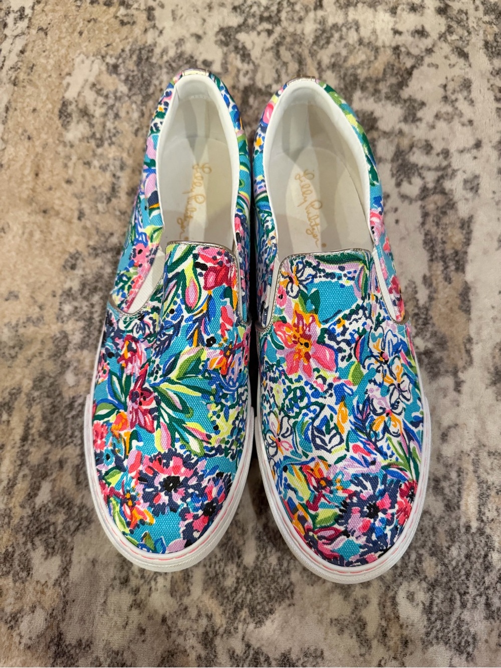 Lilly Pulitzer Multicolor Floral Slip-On Sneakers - Turquoise, Pink, Yellow